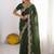green embellished embroidered poly georgette heavy work saree