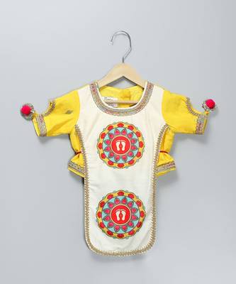 Yellow woven cotton silk sharara set 3