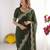 green embellished embroidered poly georgette heavy work saree