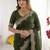green embellished embroidered poly georgette heavy work saree
