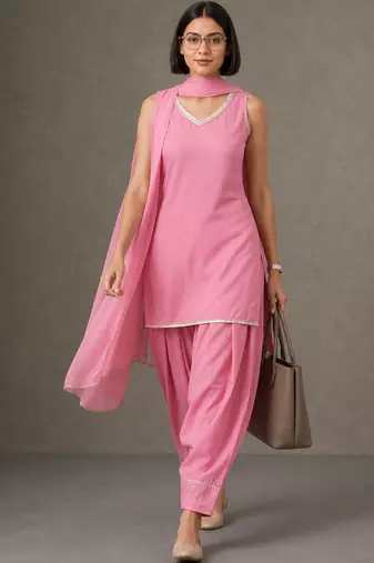 everyday workwear women regular kurta with patiala & with dupatta