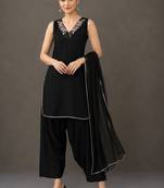 tailored women regular thread work kurta with patiala & with dupatta