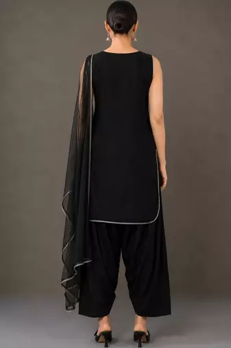 tailored women regular thread work kurta with patiala & with dupatta