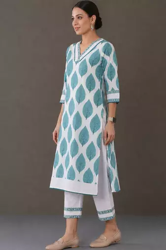 workwear women printed kurta with trousers