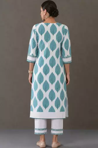 workwear women printed kurta with trousers