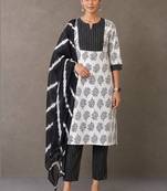 smart women printed kurta with trousers with dupatta