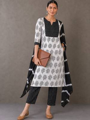smart women printed kurta with trousers with dupatta 3