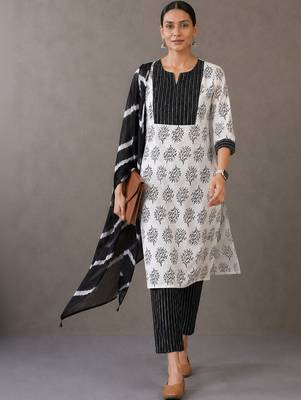 smart women printed kurta with trousers with dupatta 7