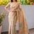 Off white floral printed kalamkari cotton saree