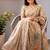 Off white floral printed kalamkari cotton saree