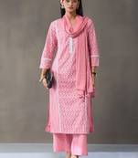 everyday workwear women regular cotton kurta with palazzos & with dupatta