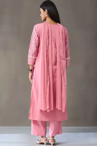 everyday workwear women regular cotton kurta with palazzos & with dupatta