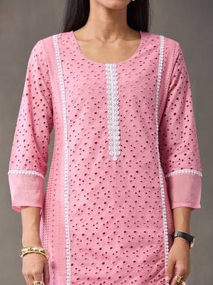 everyday workwear women regular cotton kurta with palazzos & with dupatta 5