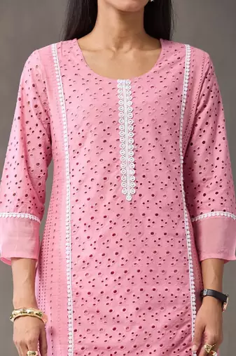 everyday workwear women regular cotton kurta with palazzos & with dupatta