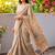 Off white floral printed kalamkari cotton saree