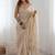 Cream embellished sequinned organza heavy work saree
