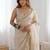 Cream embellished sequinned organza heavy work saree