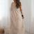 Cream embellished sequinned organza heavy work saree