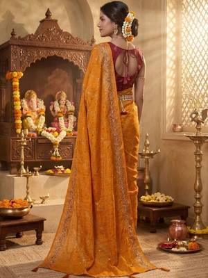Mustard leheriya zari designer saree 2