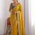Yellow embellished embroidered pure georgette heavy work saree