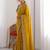 Yellow embellished embroidered pure georgette heavy work saree