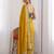 Yellow embellished embroidered pure georgette heavy work saree
