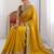 Yellow embellished embroidered pure georgette heavy work saree