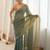 Teal embellished zari poly chiffon designer saree