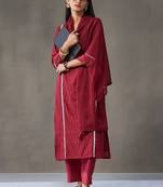 tailored women embroidered regular chikankari cotton kurta with trousers & with dupatta