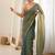 Teal embellished zari poly chiffon designer saree