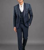 Midnight blue beaded shawl lapel tuxedo set