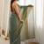 Teal embellished zari poly chiffon designer saree