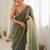 Teal embellished zari poly chiffon designer saree