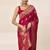 Pink ethnic motifs woven design zari satin saree