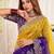 Multicolor ombre embroidered satin heavy work saree