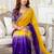 Multicolor ombre embroidered satin heavy work saree