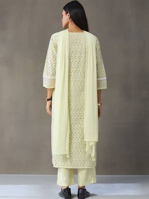 structured women ethnic motifs regular cotton kurta with trousers & with dupatta 2