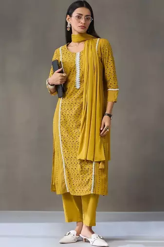 tailored women ethnic motifs embroidered regular thread work cotton kurta with trousers & with dupatta