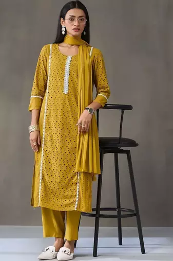 tailored women ethnic motifs embroidered regular thread work cotton kurta with trousers & with dupatta
