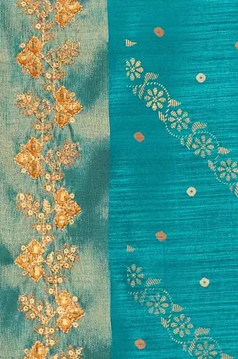 Turquoise leheriya zari designer saree