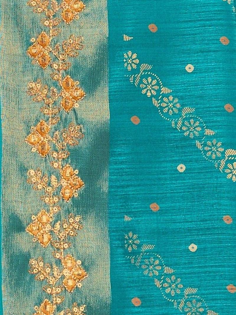 Turquoise leheriya zari designer saree