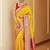 Yellow woven design zari silk blend heavy work banarasi saree