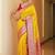 Yellow woven design zari silk blend heavy work banarasi saree