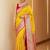 Yellow woven design zari silk blend heavy work banarasi saree