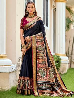 navy_blue ethnic motifs zari saree 1