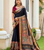 navy_blue ethnic motifs zari saree