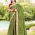 Green ethnic motifs printed zari saree with unstitched blouse piece
