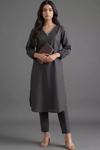 workwear women regular thread work kurta with trousers