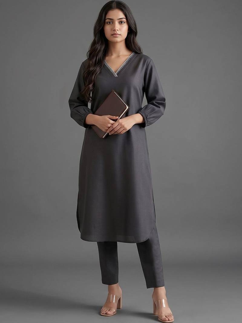workwear women regular thread work kurta with trousers