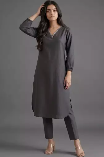 workwear women regular thread work kurta with trousers
